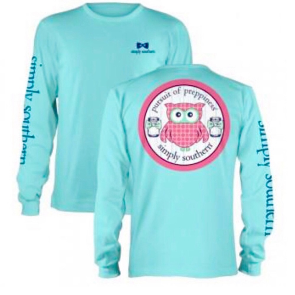 Simply Southern Aqua Long Sleeved Tee “Pursuit of Preppiness”